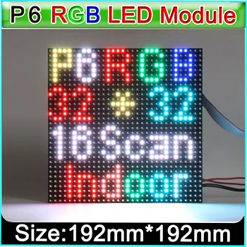 Модуль полноцветных светодиодных дисплеев SMD 3in1 RGB P6 для помещений, 32x32 пикселей, 1/16 развертки, видеопанель модуля светодиодного дисплея p6