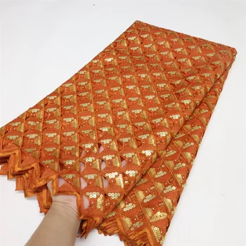 Африканская кружевная ткань ручной работы с камнями 2023 Высококачественная нигерийская ткань с французской вышивкой Sequence Для вечернего платья Sew LY1954