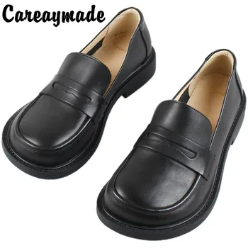 Careaymade-верхний слой из коровьей кожи, британская обувь, женская свободная обувь с большой головкой, удобная обувь ручной работы из мягкой кожи