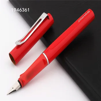 Jinhao 588 Металлическая Перьевая ручка с красным тонким Пером, офисные Канцелярские принадлежности для студентов, чернильные ручки