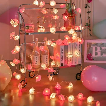 USB/10/20 светодиодов с батарейным питанием, Декор комнаты, эстетичные светодиодные сказочные огни, Рождественские украшения для дома, гирлянды из цветов роз