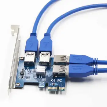 1/PCI-E к USB-адаптеру 4-портовый PCI-E От 1X до 16X USB 3.0 Riser Card Удлинитель Платы PCIe Адаптер для майнинга Дропшиппинг